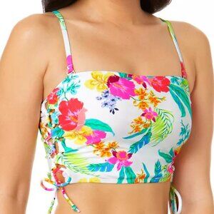 Salt + Cove Bikini Top Junior's Small Swim  Pink Hibiscus Tropical NWOT
